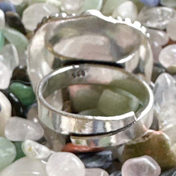 Green jasper Victorian statement cocktail ring adjustable cuff - Picture 2 of 3